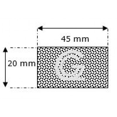 Rechthoekig mosrubber snoer | 20 x 45 mm | per meter